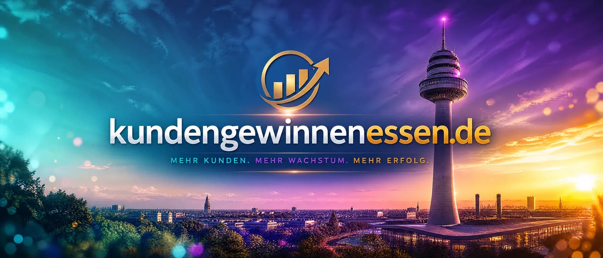 Kundengewinnenessen.de vor der Essener Skyline mit Fernsehturm